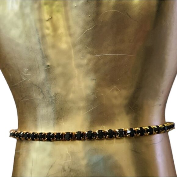PARIS! 2/$30 Tennis Bracelet Onyx‎ and Goldtone 8" - Picture 3 of 8